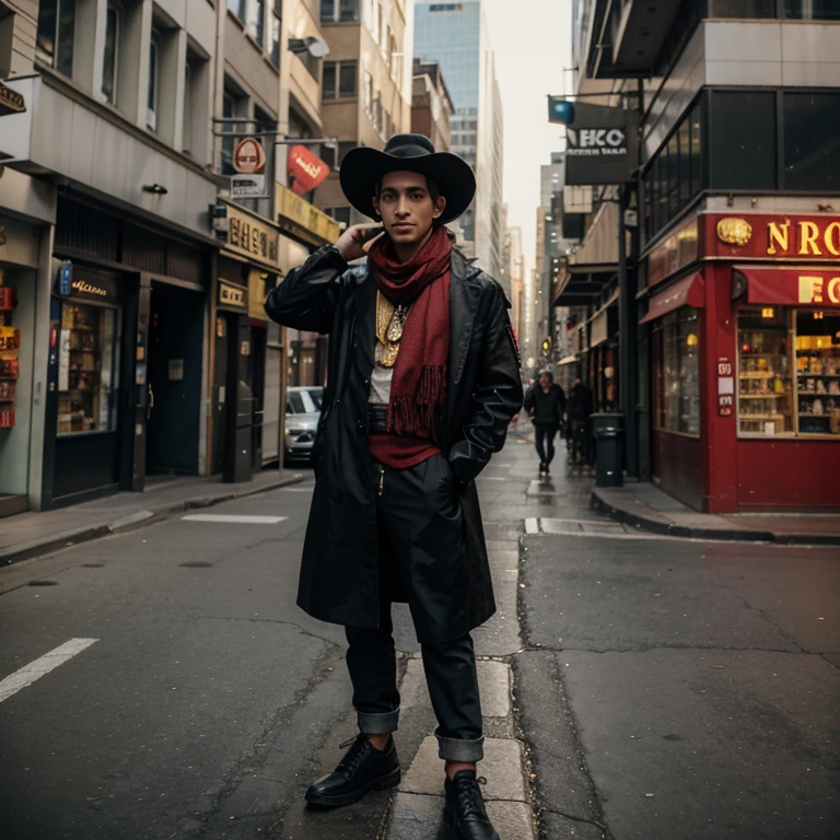 sorcerer in the present day in a big city and dressed in current clothes