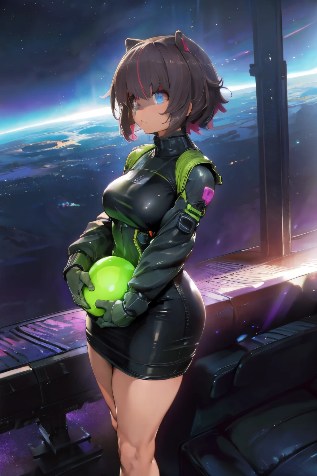 Girl Soldier, Muscular, Martian Features, Futuristic Space Suit, 4K, hight detail, Intricate, render,  stunning work of art, powerful aura, determined,fitness, elegant and futuristic space suit dress, confidence, enhancing the overall depth , vivid and vibrant colors, dynamic, xeno landscape, alien landscape, hight contrast, stunning level of detail, masterpiece, nuances, subtleties, futuristic world, imposing, determination, fighting spirit, fearless look, fantasy, curiosity,