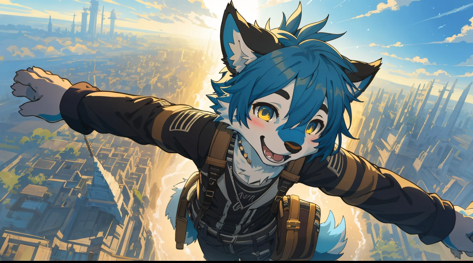 cover_page, highres, top quality, best quality, paid reward available, High-quality illustrations, unparalleled masterpiece, perfect artwork, absurdres, super high resolution, detailed background, bio punk, Beautiful World Heritage, 6+boys, 6+girls, Happy, joyful(Photos of solo travelers)(kemono, furry anthro)cinematic lighting, dynamic angle,