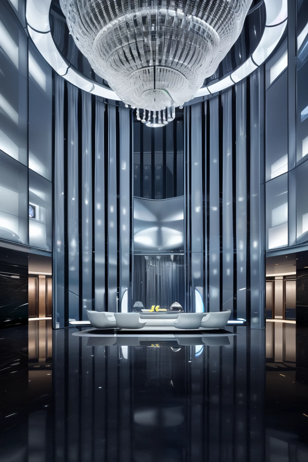 PERFECT MASTERPIECE, EXTREMELY DETAILED CG UNITY 8K UHD QUALITY RESOLUTION, RAW PHOTO, AWARD-WINNING PORTRAIT, OFFICIAL ART, PHOTOREALISTIC, PHOTOGENIC CLARITY, An extremely detailed hyper futuristic hotel room, the most luxurious futuristic hotel room, futuristic kitchen, futuristic furniture, futuristic bed, futuristic holographic LED lighting