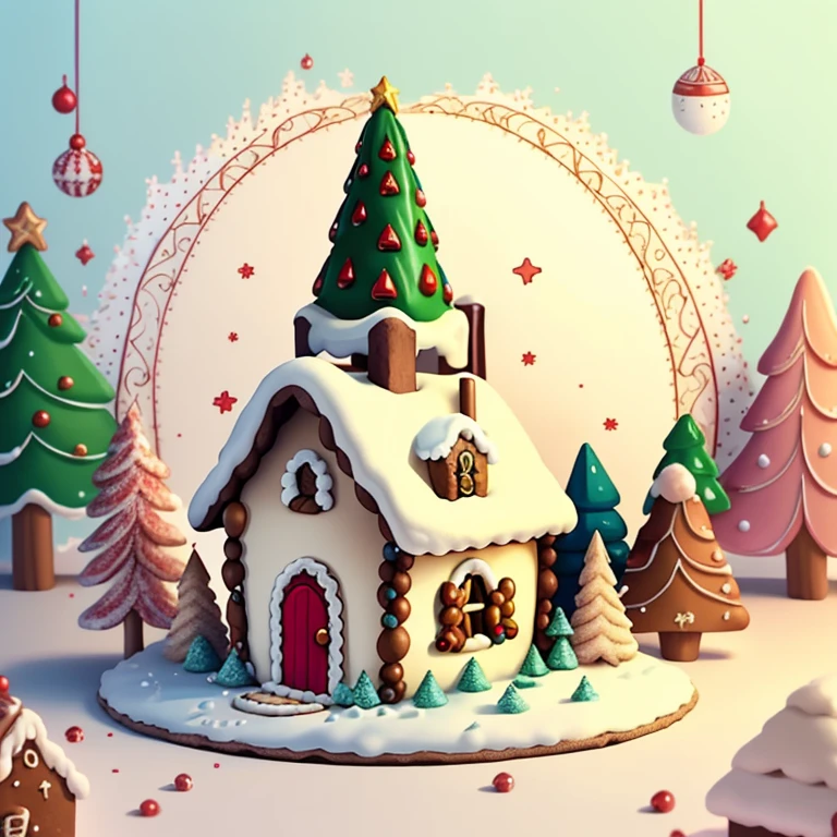 (cute candy cane with a beautiful christmas tree and gingerbread house) Munchkin ,Geometric multidimensional wall portrait, livro de arte, Tchibi,
Yang08k, Beautiful, Colouring,
Obras, of the highest quality, best quality, Arte Oficial, Beautiful and Aesthetic,