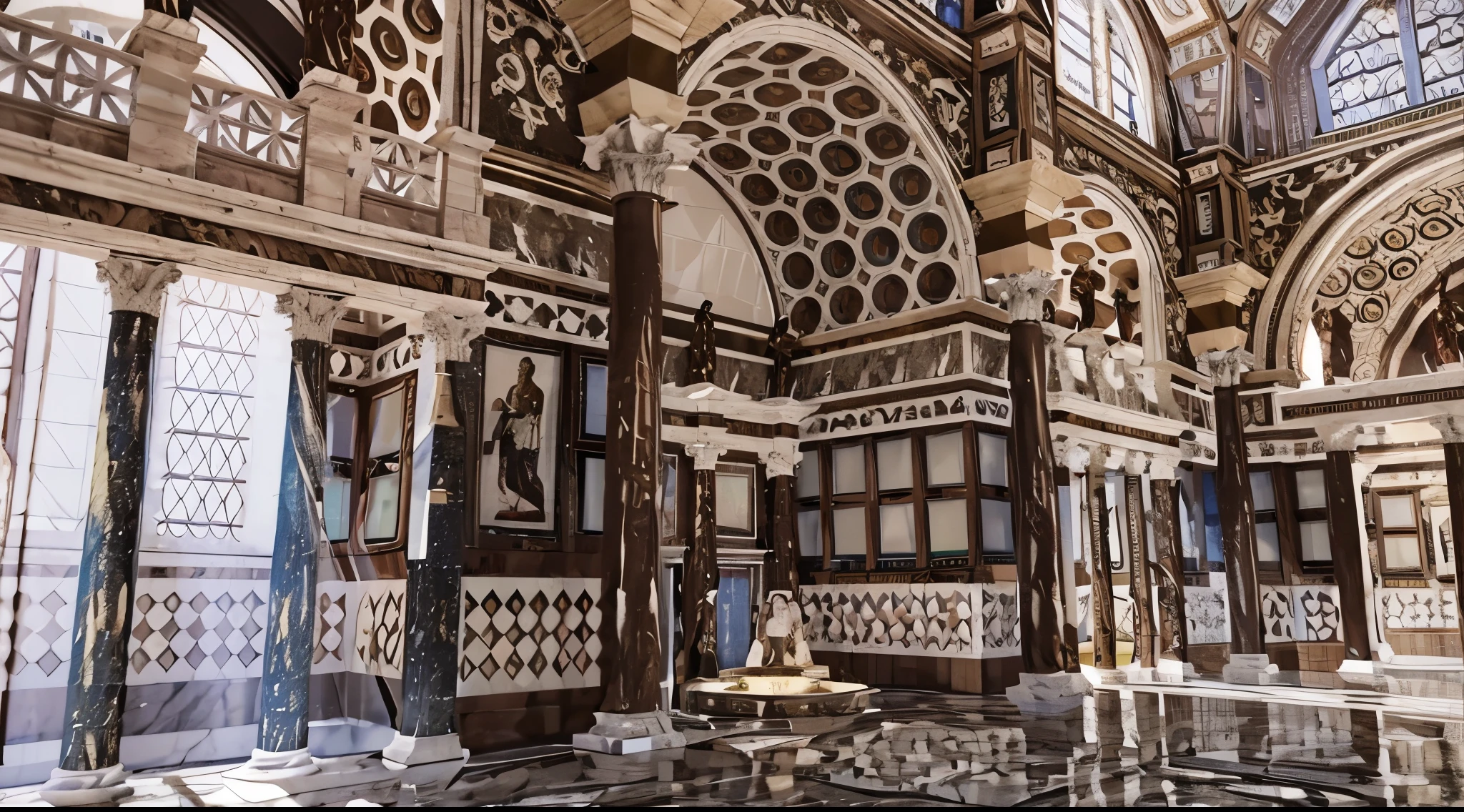arafed room with a marble floor and a ceiling with a dome, detailed unreal engine 5 render, rendered in unreal engine 5, rendered unreal engine 5, unreal 5 engine highlly render, intricate detail. unreal engine, exquisitely designed throne room, rendered in unreal 5, unreal engine 5 quality render, unreal 5 engine rendered, marble room, render in unreal engine 5