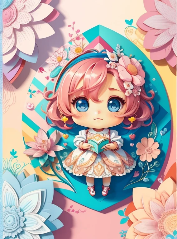 (cute big heart with beautiful flowers) Munchkin ,Geometric multidimensional wall portrait, livro de arte, Tchibi,
Yang08k, Beautiful, Colouring,
Obras, of the highest quality, best quality, Arte Oficial, Beautiful and Aesthetic,