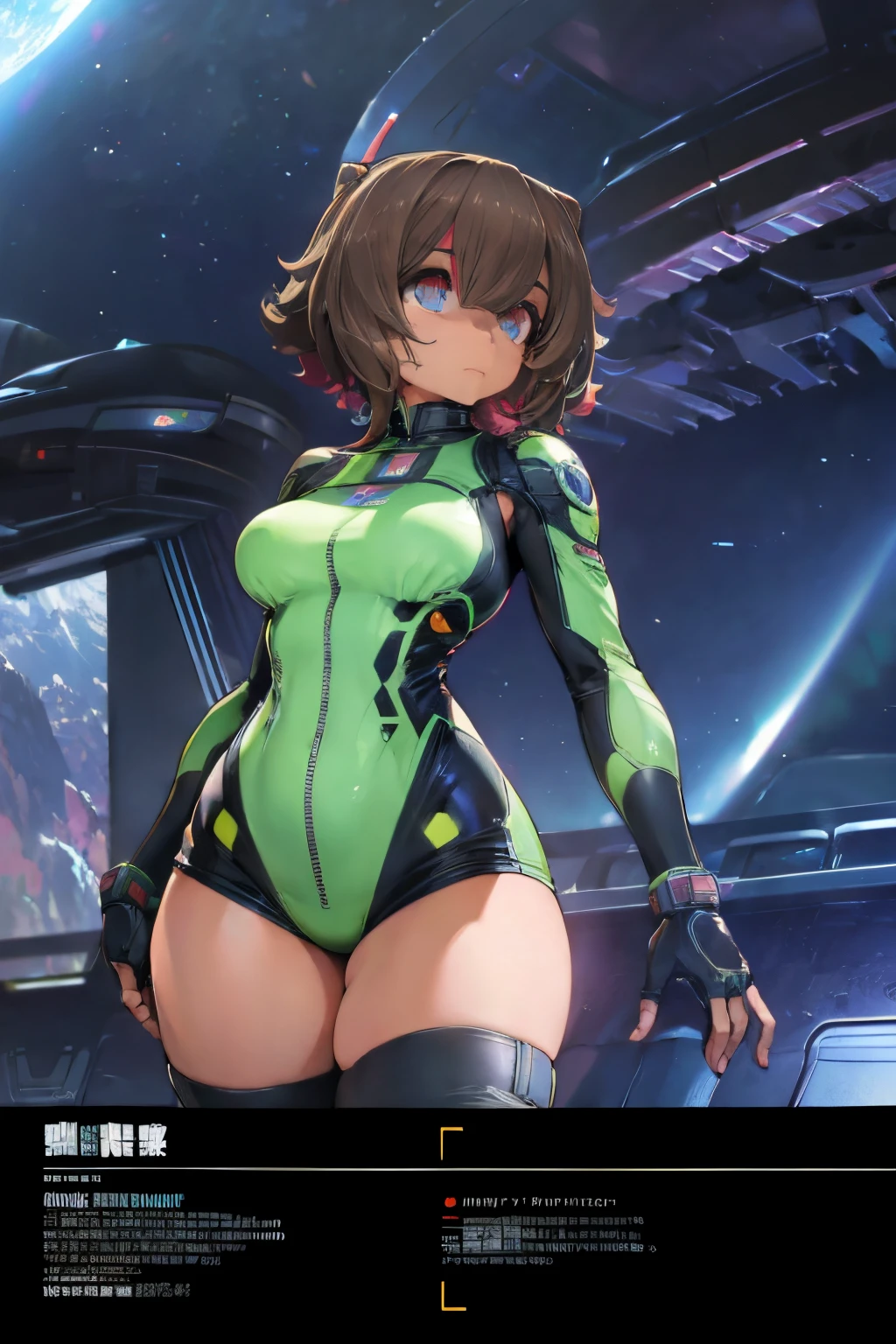 Girl, fitness body, defined thighs, Martian Features, Futuristic Space Suit, 4K, hight detail, Intricate, render,  stunning work of art, powerful aura, determined,elegant and futuristic space suit dress, confidence, enhancing the overall depth , vivid and vibrant colors, dynamic, xeno landscape, alien landscape, hight contrast, stunning level of detail, masterpiece, nuances, subtleties, futuristic world, imposing, determination, fighting spirit, fearless look, fantasy, curiosity,