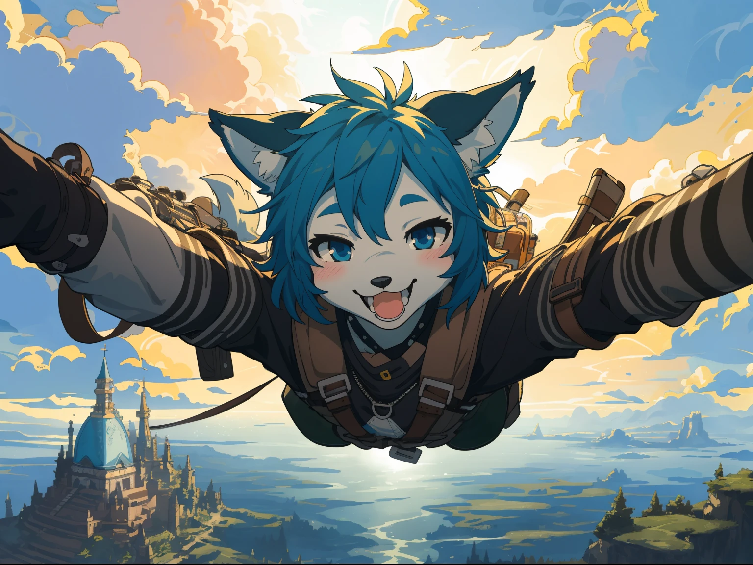 cover_page, highres, top quality, best quality, paid reward available, High-quality illustrations, unparalleled masterpiece, perfect artwork, absurdres, super high resolution, detailed background, bio punk, Beautiful World Heritage, 6+boys, 6+girls, Happy, joyful(Photos of solo travelers)(kemono, furry anthro)cinematic lighting, dynamic angle,