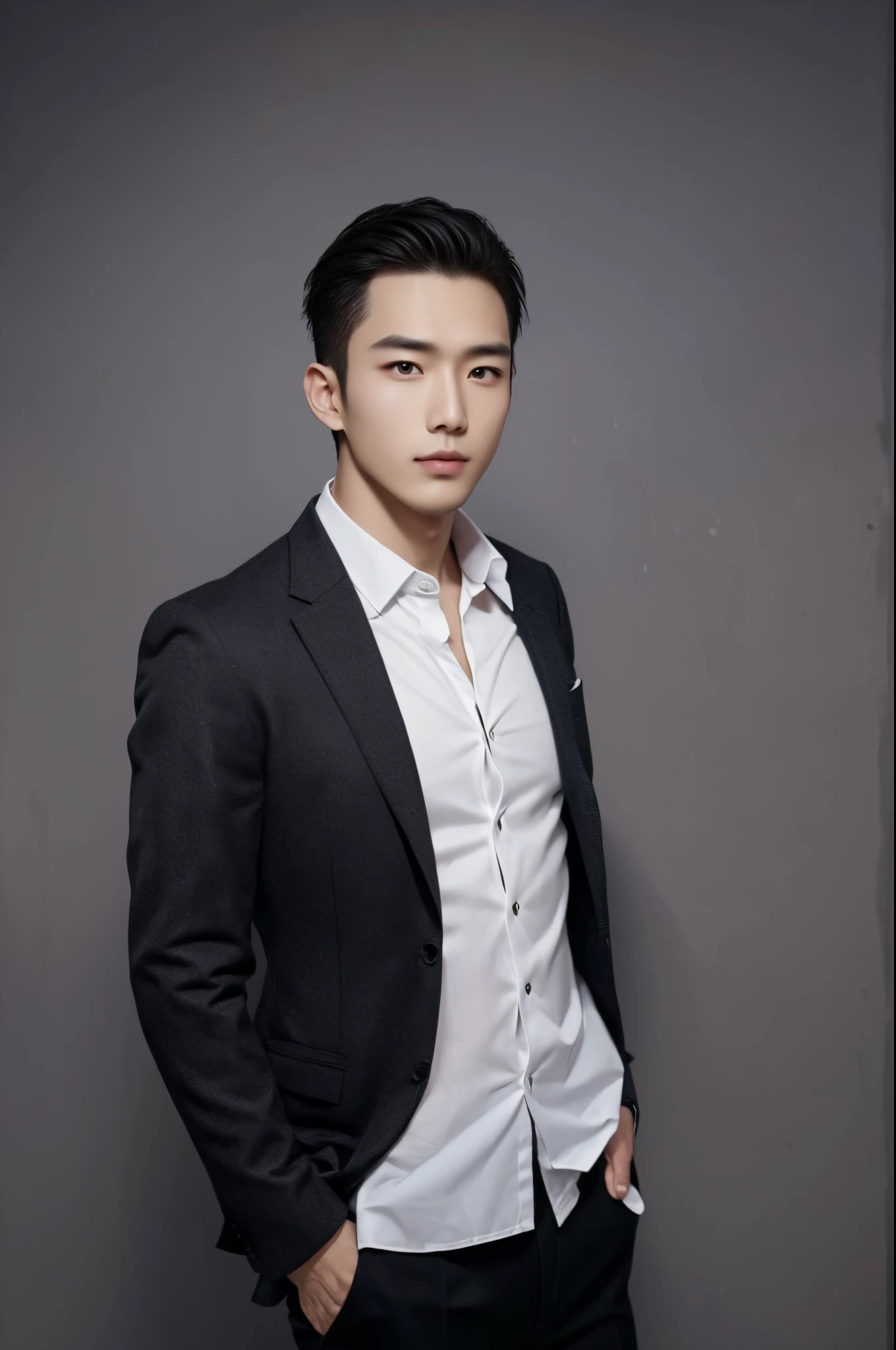 Wearing a professional suit and tie ,, Height 180 cm, Sunny and handsome, workplace elite, (Draw the details of the eyes), (actual)