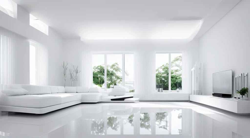 (Best quality at best, A high resolution, ultra - detailed:1.2), (((All white minimalist interior style,Integrated streamlined minimalist bionic shape))),study bedroom, comfortable atmosphere, natural lightting, Floor to ceiling bookshelves, comfortable reading sofa, minimalist, Peaceful atmosphere