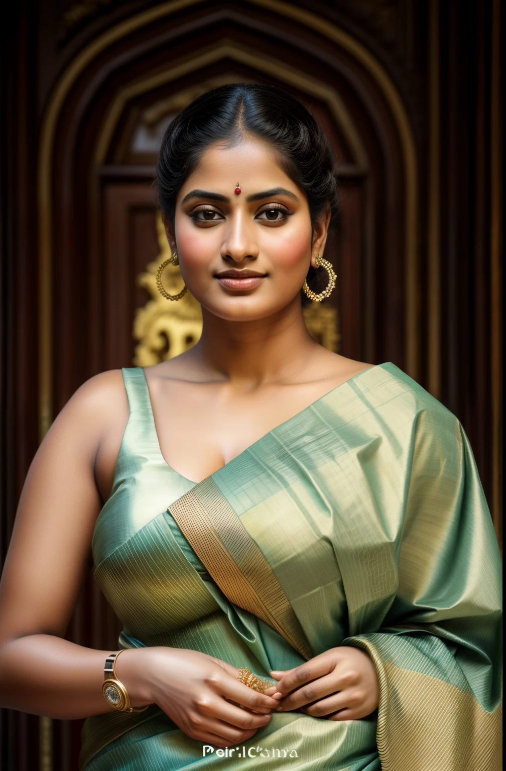 Beautiful Indian Woman, wearing saree, sari Beauty, gorgeous, Apsara, Maharani, royal queen woman, nymph from Hindu Mythology, Urvashi, matchless beauty, Highly detailed, Oil Painting by Peter Paul Rubens inspired by Raja Ravi Varma, Matchless beauty, captivating, gorgeous, heavenly beauty, celestial beauty, by Peter Paul Rubens, 1893, realistic, hyper realistic, micro details, incredible artwork, insane details, ultra High resolution, 8k, 32k, acrylic on canvas, intricate, flawless, detailed, detailed face, detailed eyes, masterpiece, by Peter Paul Rubens, by Caravaggio, by William Adolphe bouguereau, perfect face, perfect body, beautiful art, realism, baroque, renaissance Art, highly textured, beautiful and detailed eyes, uhd, best quality,