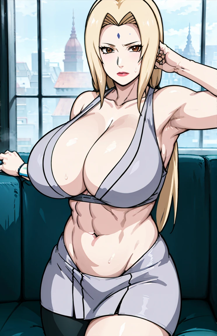 Big titlack tight skirt, full bodyesbian, cleavage, Good anatomy, Masterpiece, Best quality, 4K, 8K, Professional photography, Soft light, Sharp focus, 1 girl, Blonde hair, in class room, Blonde hair, Spin-off of banks, Detailed face+Brown eyes, Open lips, lipstick, perspire,Sweat a lot,Blushlush,Be red in the face,I had a lot of sweat on my face,Blushlush),(stooped,Buttresigboobs,Enchanting pose,A sexy pose),deep navel show:1.3,front view,(sports bra):1.3,toned abs,long oval shaped navel that seems deep and big:1.3,front view:1.3