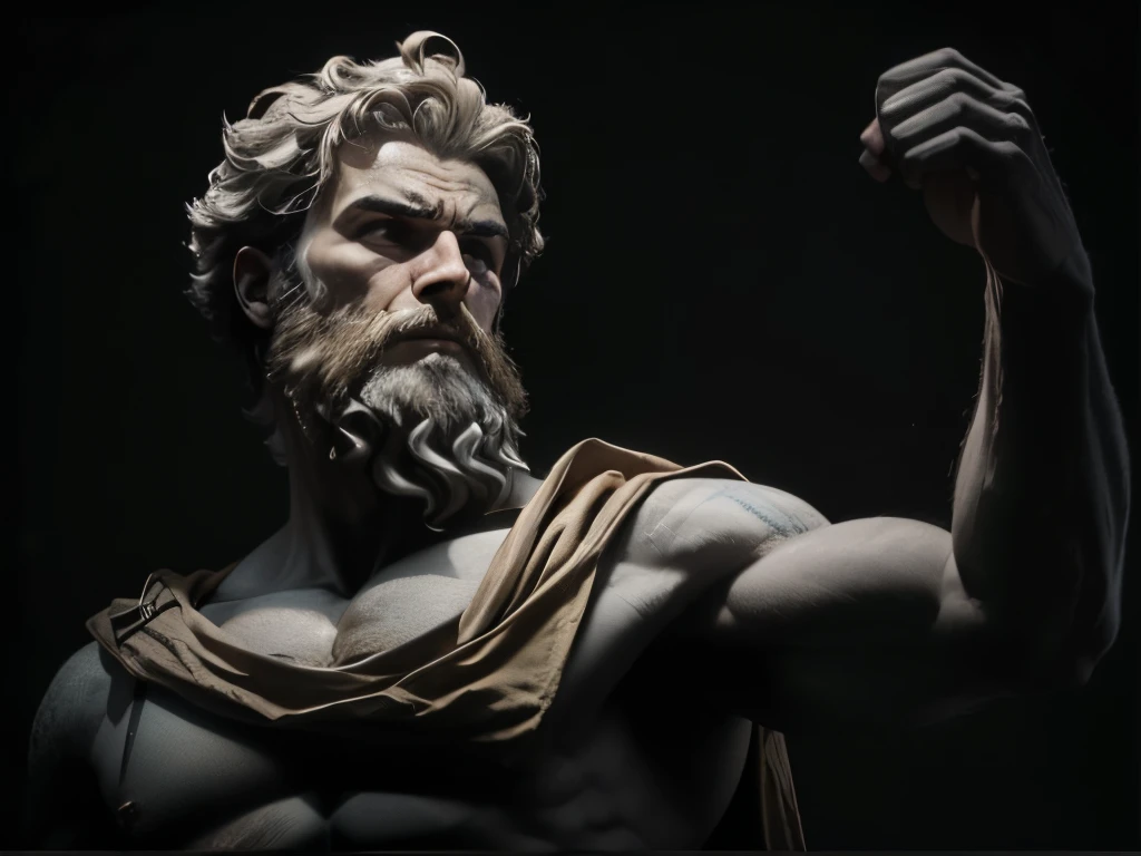 A close up of a statue of a man with a beard - SeaArt AI