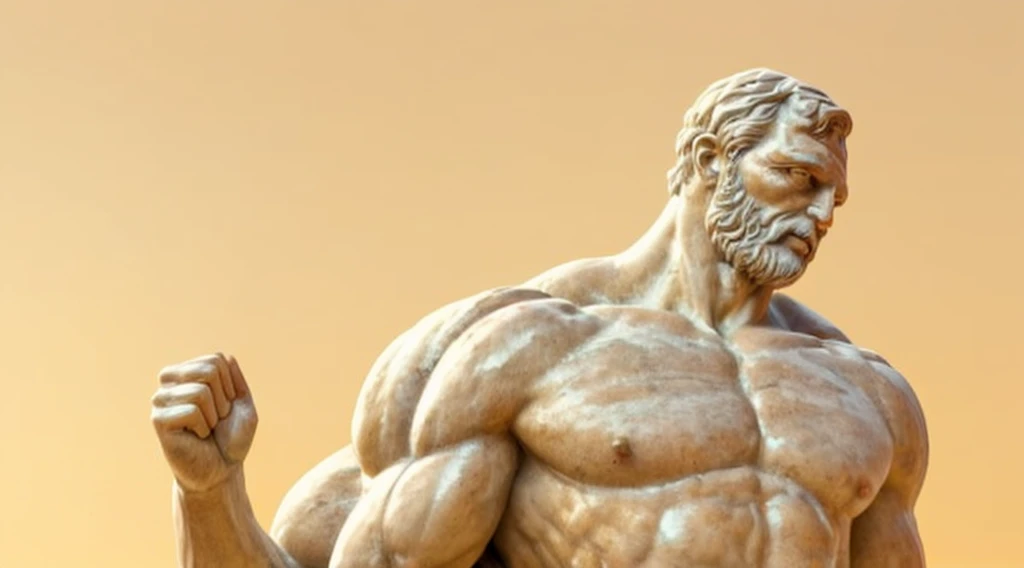 "(best quality,highres),stoic philosopher,imposing,pondering,muscular,greek statue"