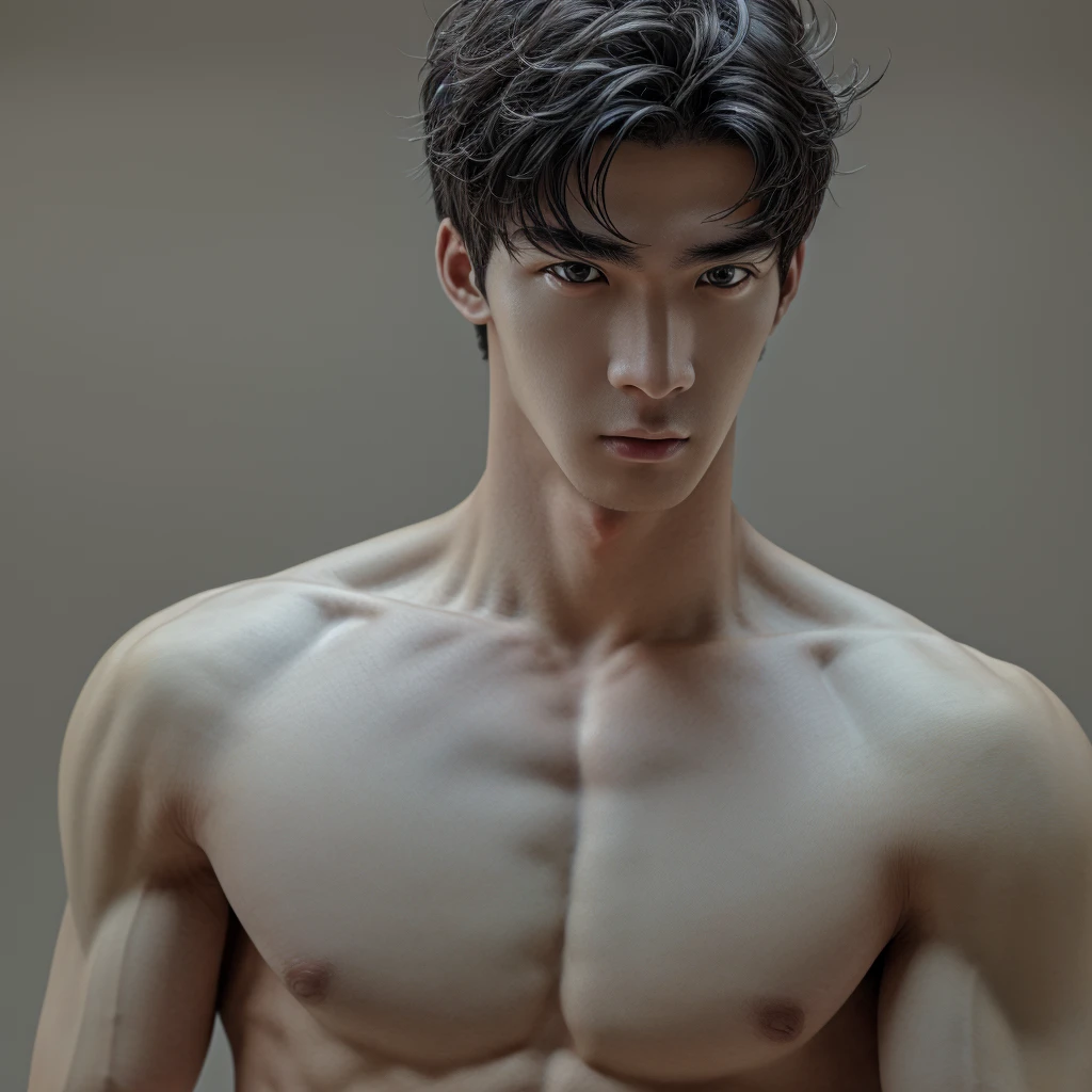 looking at viewer, face focus, detailed skin, (absurdres, highres, ultra detailed),((masterpiece)), ((best quality:1.1)), High Resolution, 8k,1boy, best quality, masterpiece, (photorealistic:1.4), 4k, high quality, masterpiece, best quality, highres , dynamic poses, realistic, DOUYIN, mature male, upper body, shirtless