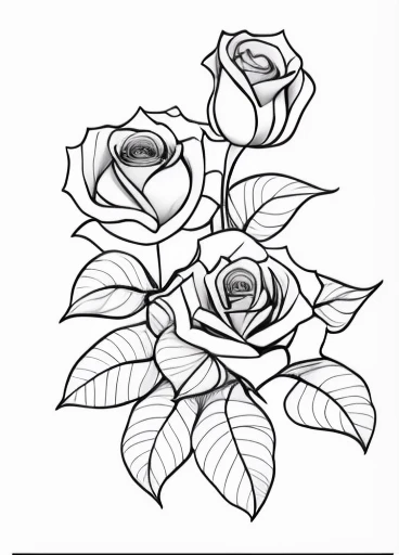 a drawing of three roses with leaves on a white background, line drawing tattoos, beautiful line art, realism tattoo drawing, outline art, perfect pen and ink line art, by Tom Wänerstrand, line work, tattoo design, outline drawing, by Mario Dubsky, tattoo design sketch, detailed line art, detailed flowers, line art colouring page, ✏️🎨