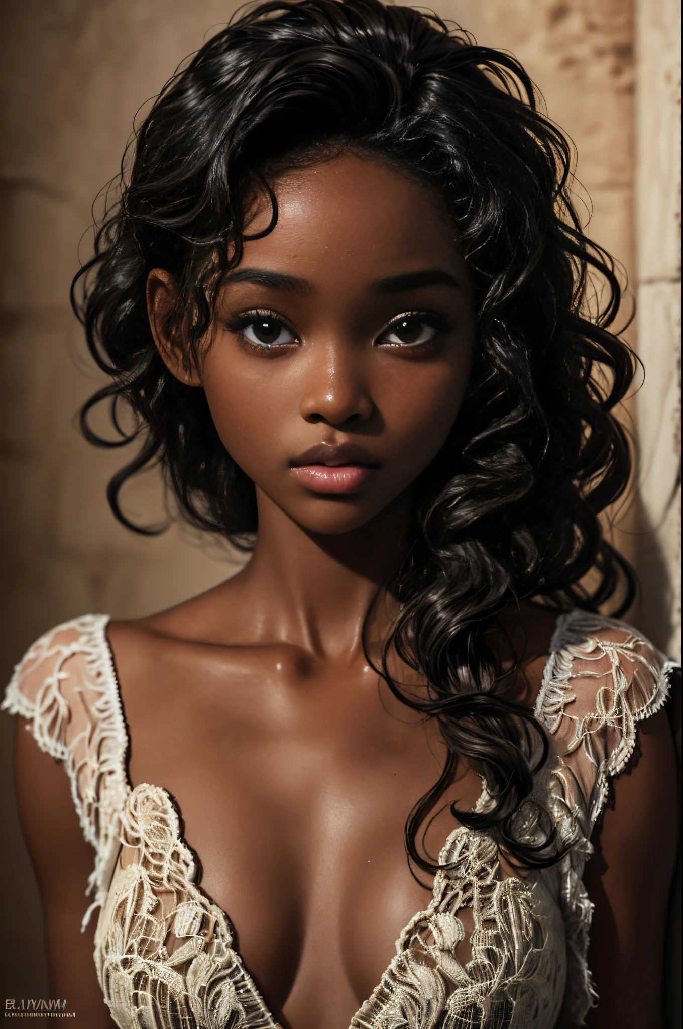 (masterpiece, best quality), deep ebony 1girl, beautiful face, wavy hair, childish face