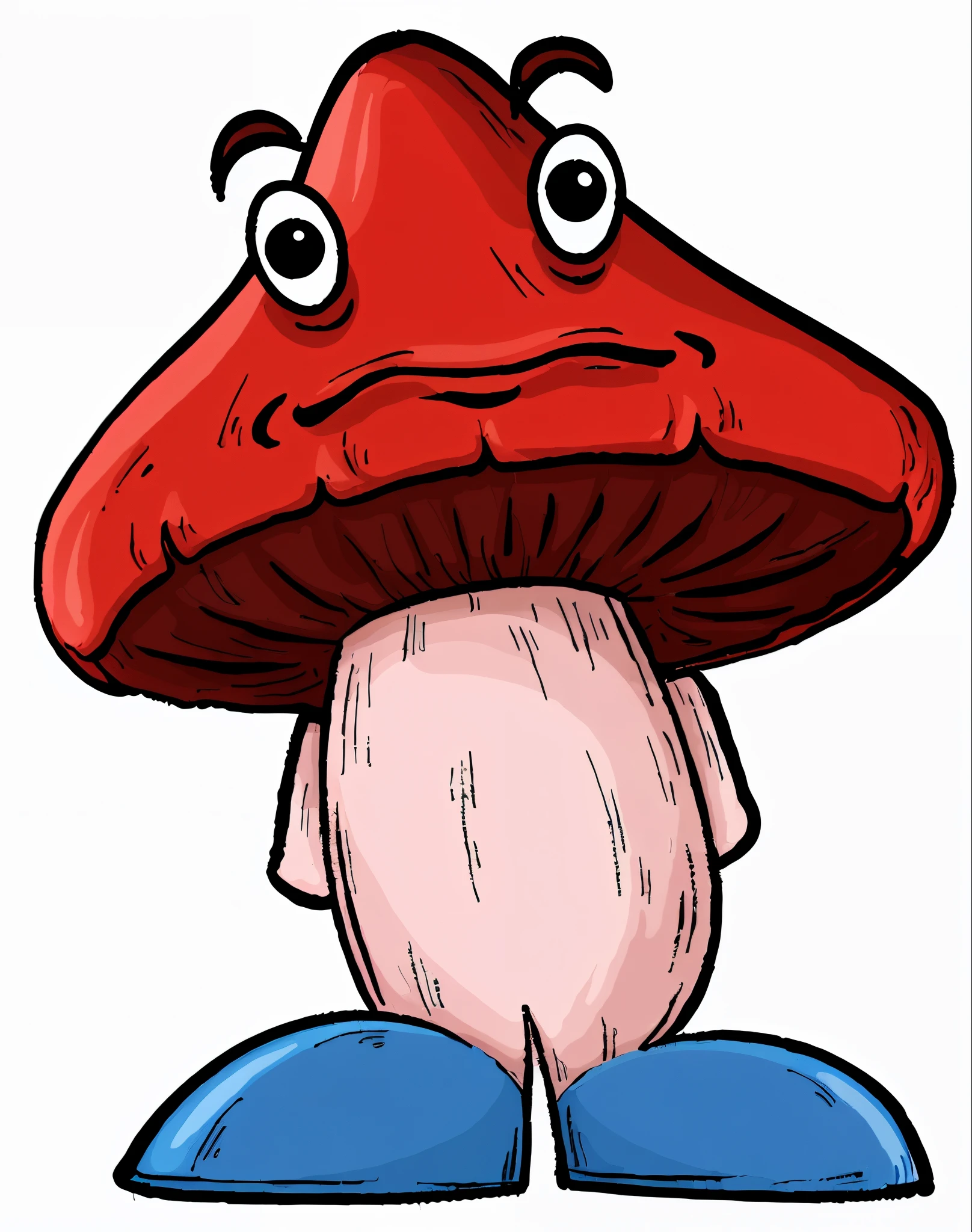 cartoon mushroom with eyes and a blue pants, mushroom, mushroom cap, magic mushroom, mycologist, eating a mushroom, mushrooms grow from the body, trippy mushroom, giant mushroom, colored illustration, an alien mushroom with tentacles, made of mushrooms, shrooms, mushrooms style and macro style, magic mushrooms, full color illustration, mushroom kingdom, psychedelic background