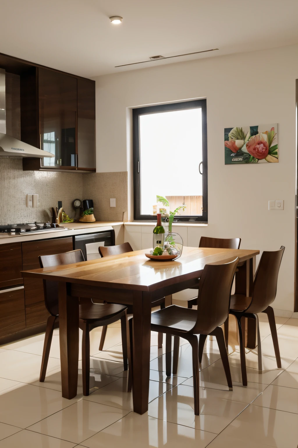 um lindo prato de comida saudavel sobre uma mesa, fundo desfocado dentro de casa