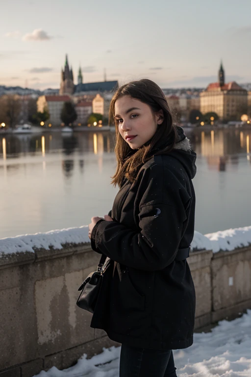 same girl in prague winter