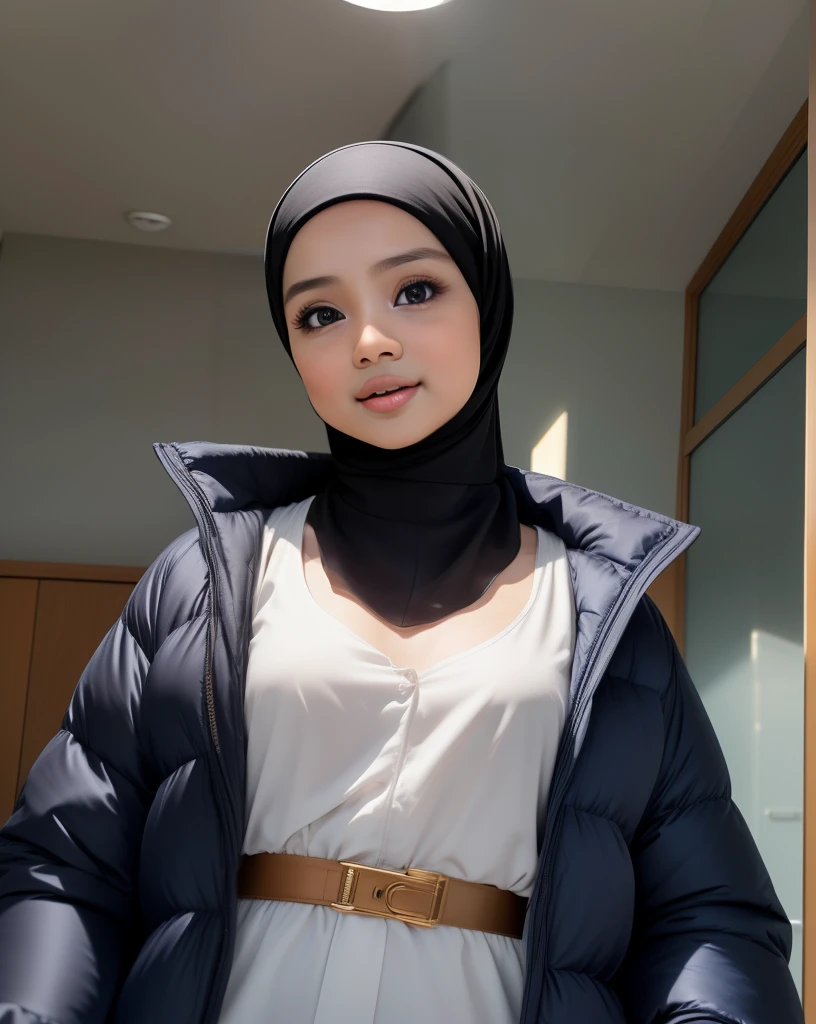 (((HIJAB MALAY GIRL))), masutepiece, High quality, UHD 32K, Realistic face, Realistic skin feeling , A Japanese Lady, , Little Girl and baby-like face, (((FLAT CHEST))), (MATRIX WORLD), ((look In front at the camera and OPEN YOUR MOUTH)), (((LITTLE GIRL))), (((CUT