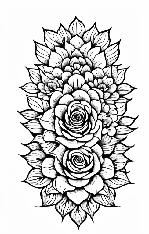 a drawing of a bunch of flowers with black stems, detailed flowers, flowers with intricate detail, hyper detailed line art, clean linework, highly detailed linework, line art, perfectly detailed linework, extremely detailed linework, insanely detailed linework, detailed line art, line art illustration, detailed line work, beautiful line art, black and white line art