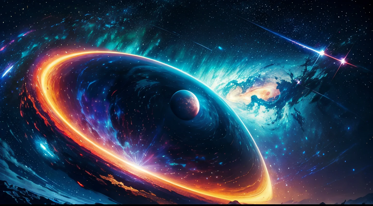 (La mejor calidad,4k,8k,Altas Resoluciones,Obra maestra:1.2),Ultra detallado,(realista,fotorrealista,fotorrealista:1.37),arte planetario,sistema solar,cielo nocturno,estrellas brillantes,Cosmic Wonders,Cuerpos celestes,planetas en movimiento,Orbiting planets,space exploration,astronomy,Viaje interestelar,exoplanetas,alien worlds,galaxias distantes,Nebulosas,viveros estelares,Explosiones estelares,Milky Way Galaxy,intergalactic journey,cosmic dust,Continuo espacio-tiempo,Materia oscura,revelando el universo,Belleza infinita,astrophotography,Galactic Adventures,universo misterioso,Cosmic Energy,Explorando lo desconocido,Constelaciones estelares,Celestial Navigation,stellar dynamics,Deep space exploration,CosmicLandscapes,vista de astronauta,universo espectacular,Paisajes impresionantes,horizontes lejanos,Espacio luminoso,Estrellas pulsantes,cosmic ballet,Paisaje lunar,visiones de otro mundo,enigmatic space,cosmos cautivador,ever expanding universe,auroras coloridas