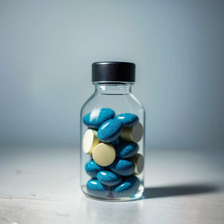 there  a pill with many pills in it on a blue surface, pills and medicine, offering the viewer a pill, highly capsuled, pills, taking mind altering drugs, medicine, by Sebastian Vrancx, healthcare, drugs, hyperrealistic illustration, beeple daily art, ultra realistic 3d illustration, by Artur Tarnowski, (best quality,4k,8k,highres,masterpiece:1.2),ultra-detailed,(realistic,photorealistic,photo-realistic:1.37),HDR,UHD,studio lighting,ultra-fine painting,sharp focus,physically-based rendering,extreme detail description,professional,vivid colors,bokeh. Attention：Original art by Tupu.