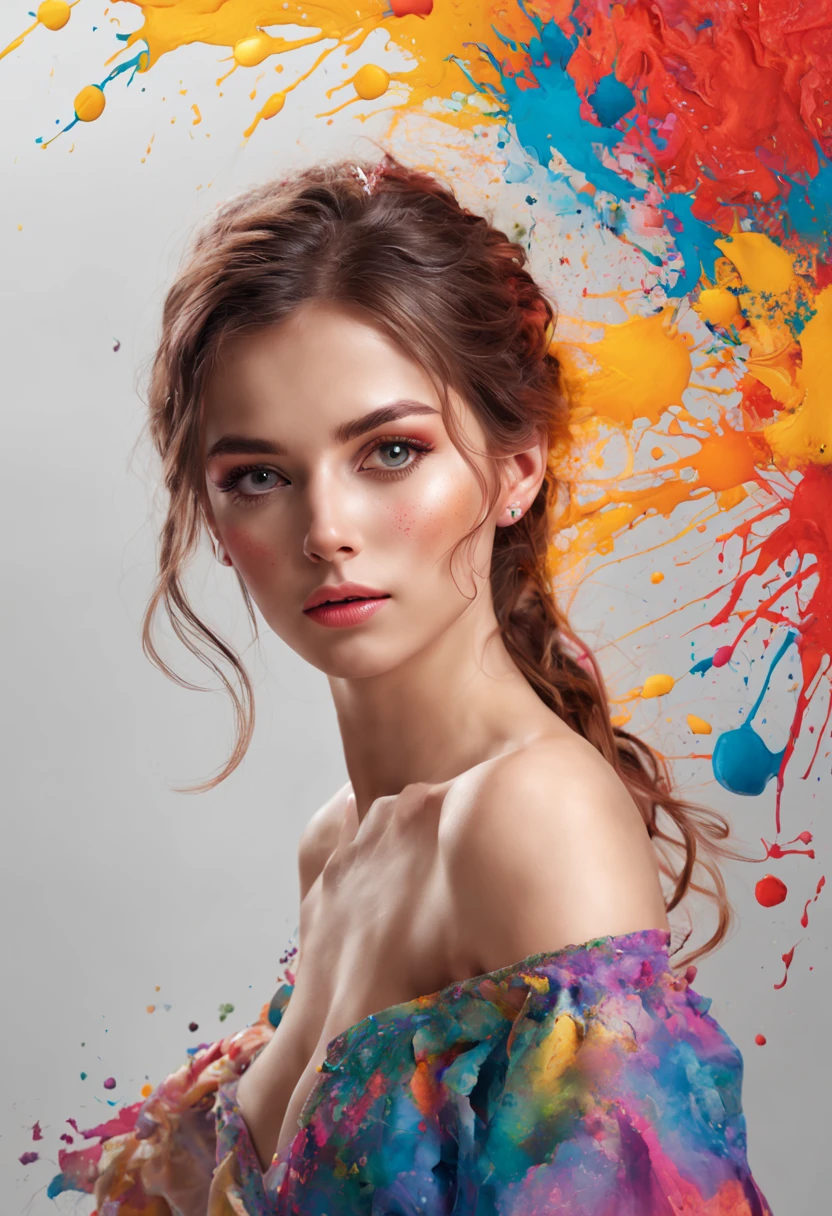 masterpiece, best quality, (extremely detailed CG unity 8k wallpaper, masterpiece, best quality, ultra-detailed, best shadow), (detailed background), (beautiful detailed face, beautiful detailed eyes), High contrast, (best illumination, an extremely delicate and beautiful),1girl,((colourful paint splashes on transparent background, dulux,)), ((caustic)), dynamic angle,beautiful detailed glow,full body, cowboy shot