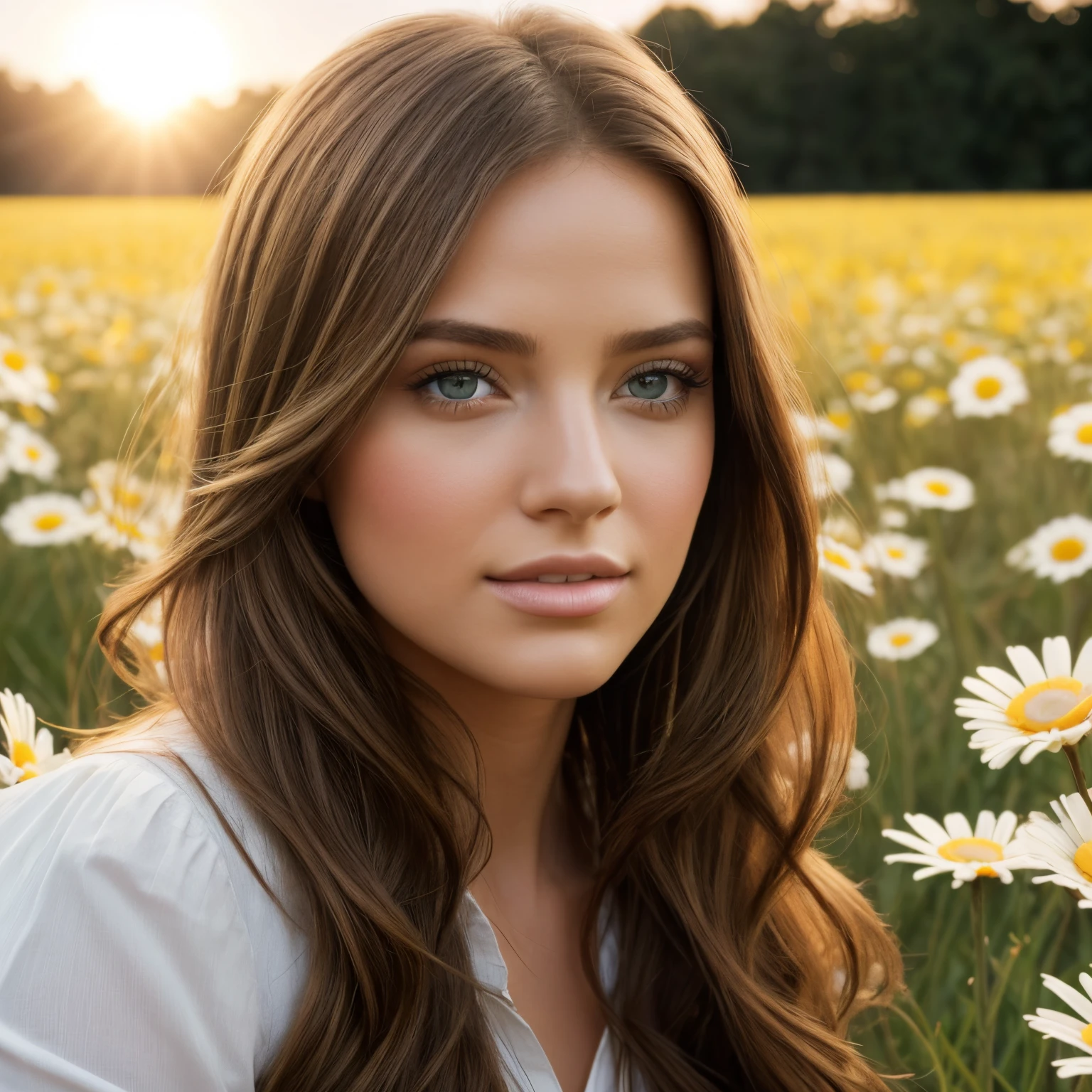 beautiful girl with a perfect face, picking a daisy in a field of daisies, love or not love.
(best quality,4k,8k,highres,masterpiece:1.2),ultra-detailed,(realistic,photorealistic,photo-realistic:1.37),HDR,UHD,studio lighting,extremely detailed eyes and face,longeyelashes,professional,vivid colors,bokeh,soft and warm color palette,natural sunlight