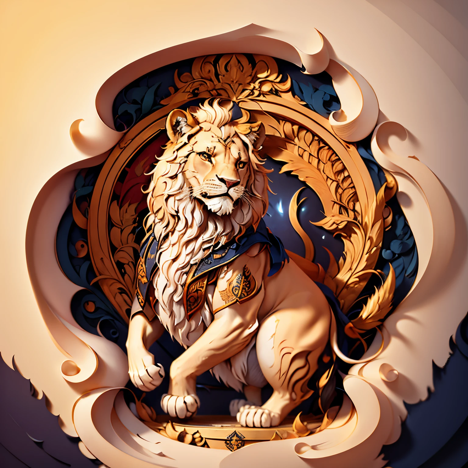 Logo of Lion holding Swords with ancient Rajput style , Calligraphy,