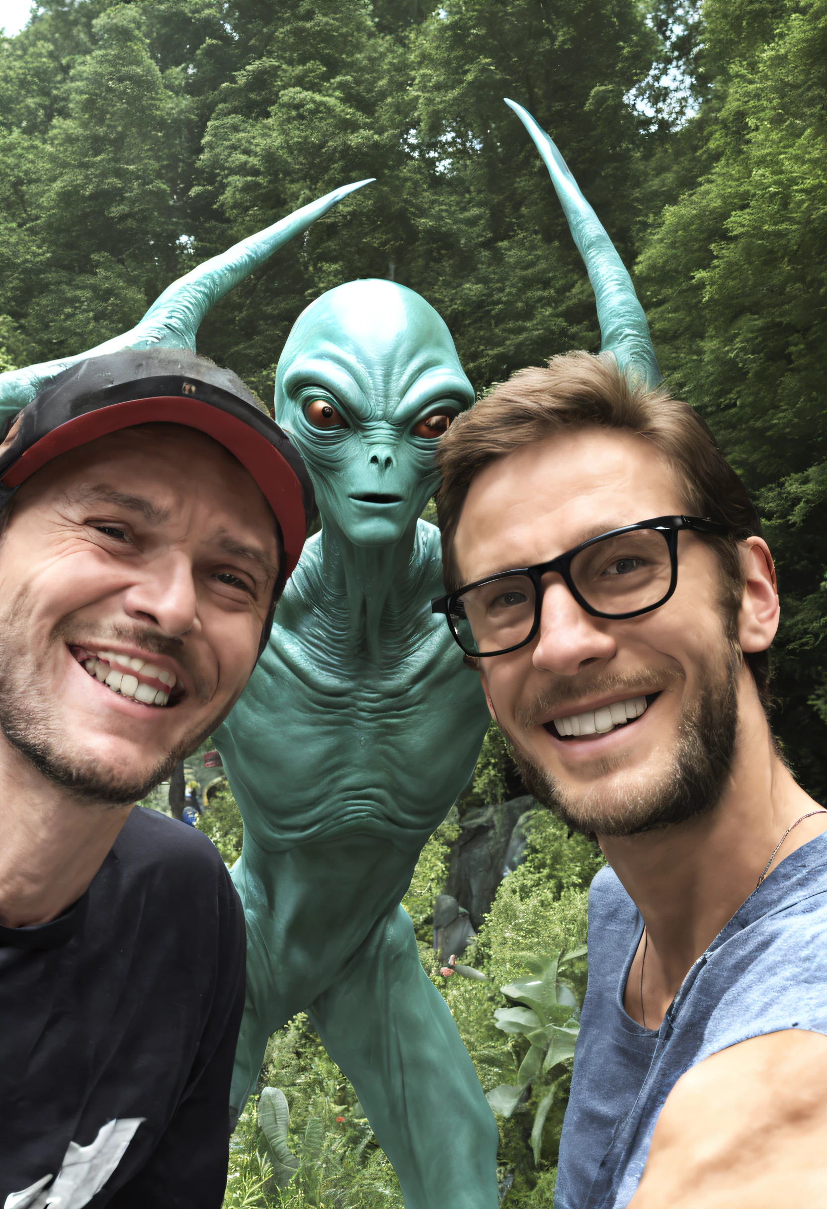 guy taking a selfie with an alien