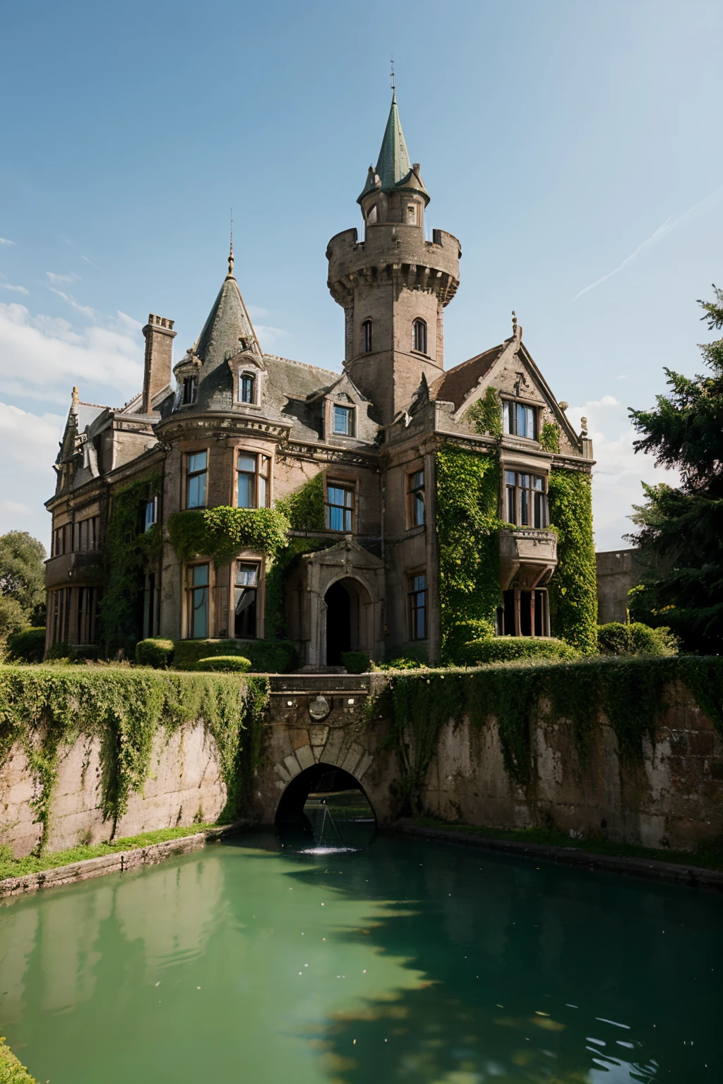 Abandoned Castle, Mansion, Green