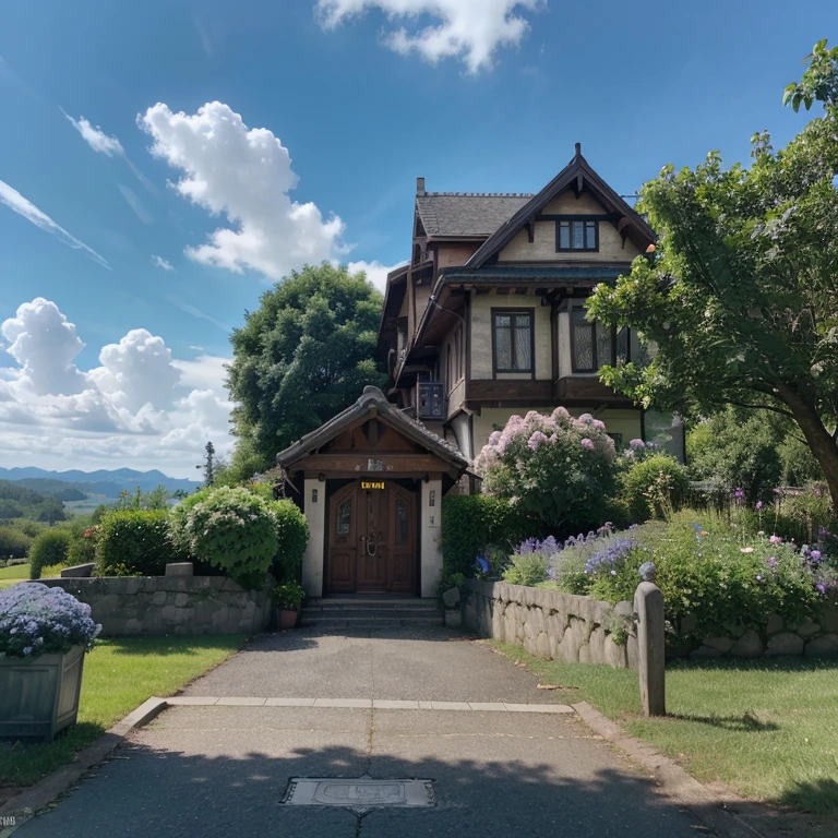 (ultra high res,photorealistic,best quality,photo-realistic),(8k,raw photo,best quality,masterplece),(photon mapping,radiosity,physically-based rendering,automatic white balance),real person,photograph,bridge, building, bush, city, cloud, day, door, fence, field,orest, garden, grass, house, hydrangea, mountain, nature, no_humans, outdoors, path, plant, potted_plant, purple_flower, road, scenery, sky, skyscraper, traditional_media, tree, Dark Blue Fish Steampunk