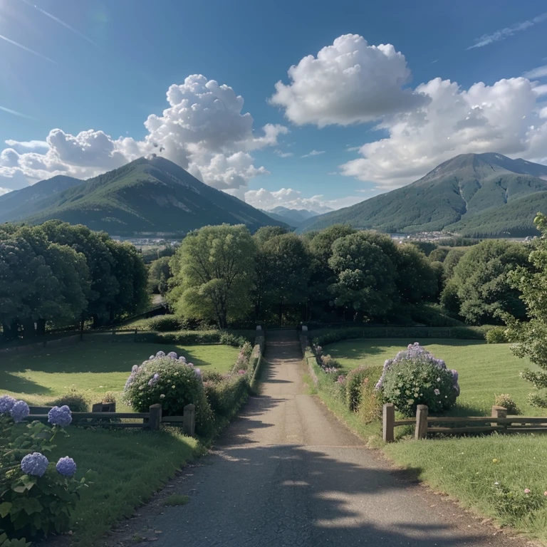 (ultra high res,photorealistic,best quality,photo-realistic),(8k,raw photo,best quality,masterplece),(photon mapping,radiosity,physically-based rendering,automatic white balance),real person,photograph,bridge, building, bush, city, cloud, day, door, fence, field,orest, garden, grass, house, hydrangea, mountain, nature, no_humans, outdoors, path, plant, potted_plant, purple_flower, road, scenery, sky, skyscraper, traditional_media, tree, Dark Blue Fish Steampunk