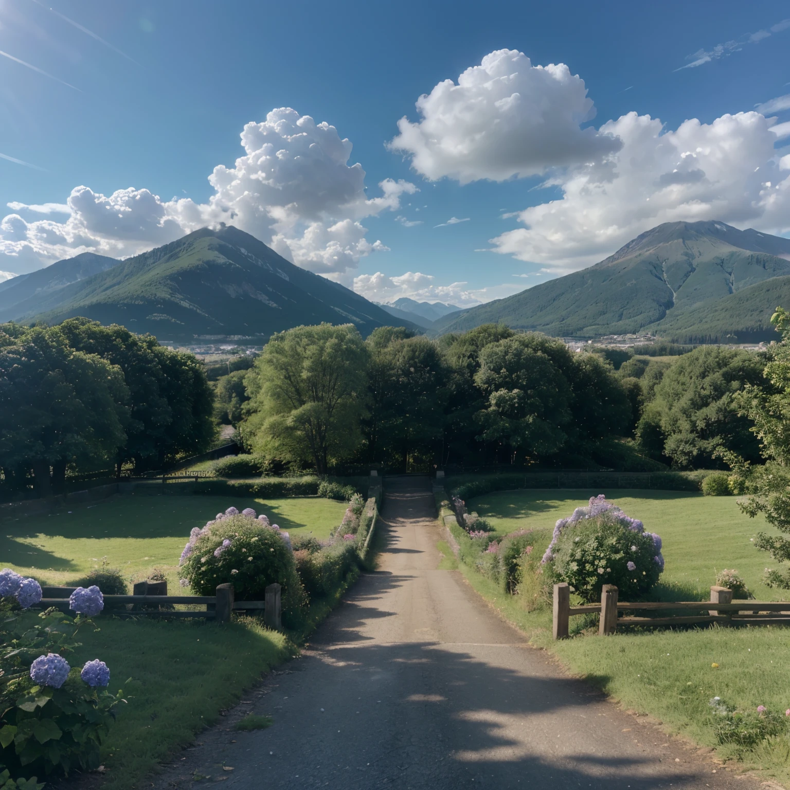 (ultra high res,photorealistic,best quality,photo-realistic),(8k,raw photo,best quality,masterplece),(photon mapping,radiosity,physically-based rendering,automatic white balance),real person,photograph,bridge, building, bush, city, cloud, day, door, fence, field,orest, garden, grass, house, hydrangea, mountain, nature, no_humans, outdoors, path, plant, potted_plant, purple_flower, road, scenery, sky, skyscraper, traditional_media, tree, Dark Blue Fish Steampunk