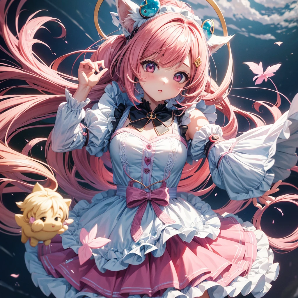 anime com cabelo rosa longo segurando um coelho branco, Cute anime waifu in a nice dress, Anime Art Wallpaper 8K, Anime Wallaper, estilo anime 4K, Anime Art Wallpaper 4K, Anime Art Wallpaper 4K, Estilo anime bonito, menina bonita, Menina animeabelo longo, muito bonita menina gato anime,a anime bonito, 4k wallpapers