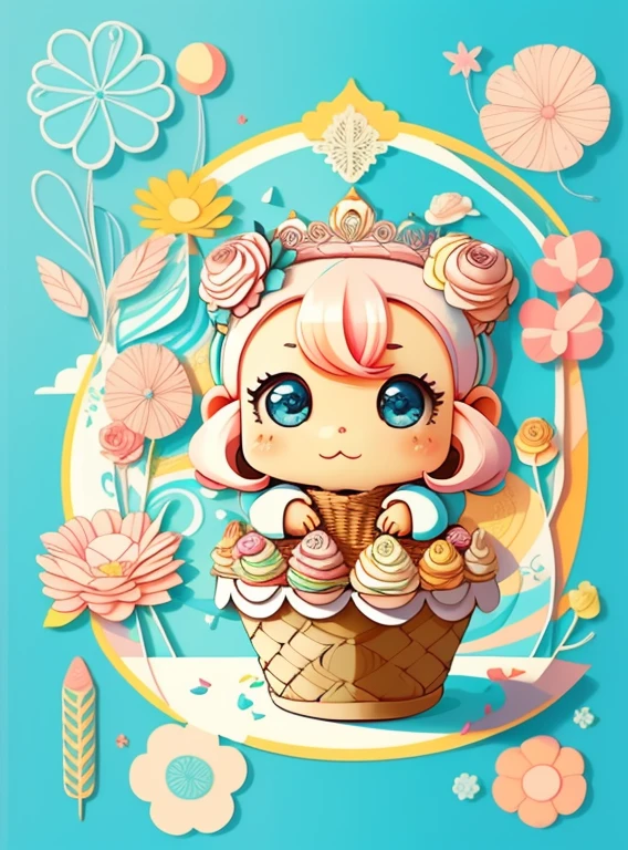 (cupcakes, ice creams, flowers, basket), Munchkin ,Geometric multidimensional wall portrait, livro de arte, Tchibi,
Yang08k, Beautiful, Colouring,
Obras, of the highest quality, best quality, Arte Oficial, Beautiful and Aesthetic,