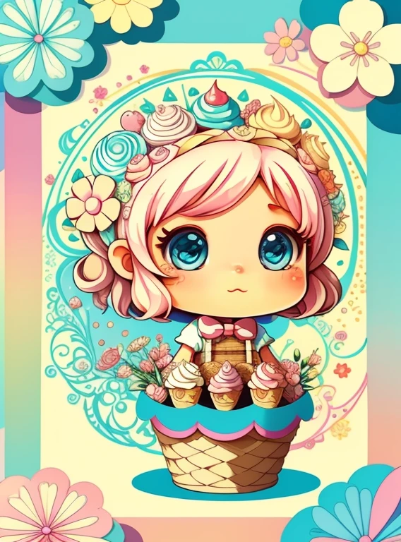 (cupcakes, ice creams, flowers, basket), Munchkin ,Geometric multidimensional wall portrait, livro de arte, Tchibi,
Yang08k, Beautiful, Colouring,
Obras, of the highest quality, best quality, Arte Oficial, Beautiful and Aesthetic,