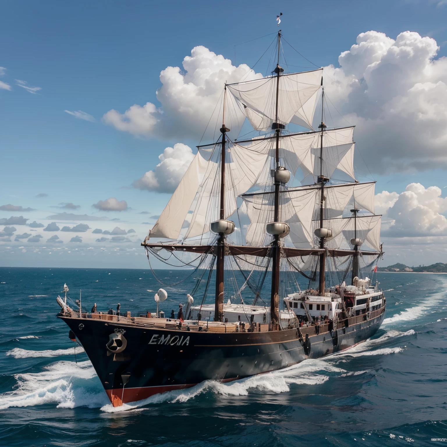 A Portugues em 1500 em um navio a caminho de descobrir o Brasil