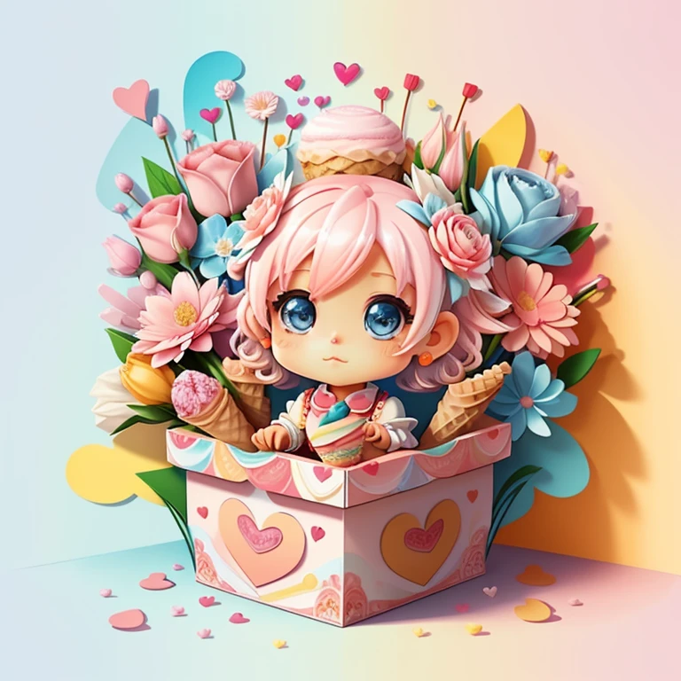 (ice creams, flowers, beautiful box, hearts), Munchkin ,Geometric multidimensional wall portrait, livro de arte, Tchibi,
Yang08k, Beautiful, Colouring,
Obras, of the highest quality, best quality, Arte Oficial, Beautiful and Aesthetic,