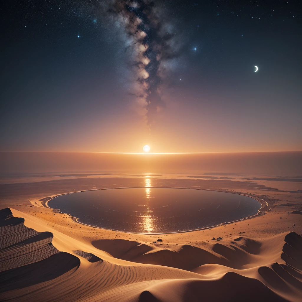 planete mars , ocean d'eau , espace , voie lacté , bien détailler , nuit , planète terre , soleil , étoiles , sunset , 4K , moon , ultra réaliste , couleur vive , beaucoup de detail ,