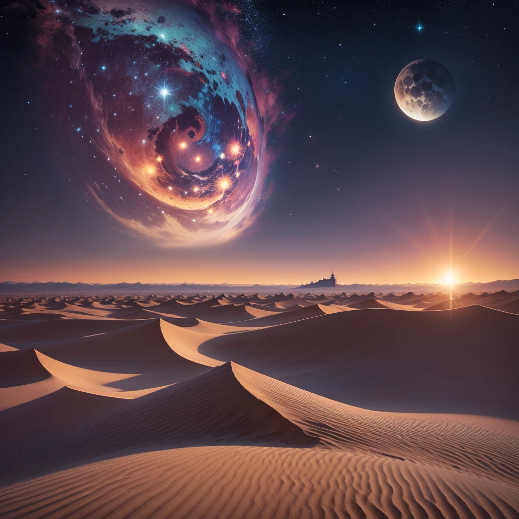 planete mars , ocean d'eau , espace , voie lacté , bien détailler , nuit , planète terre , soleil , étoiles , sunset , 4K , moon , ultra réaliste , couleur vive , beaucoup de detail ,