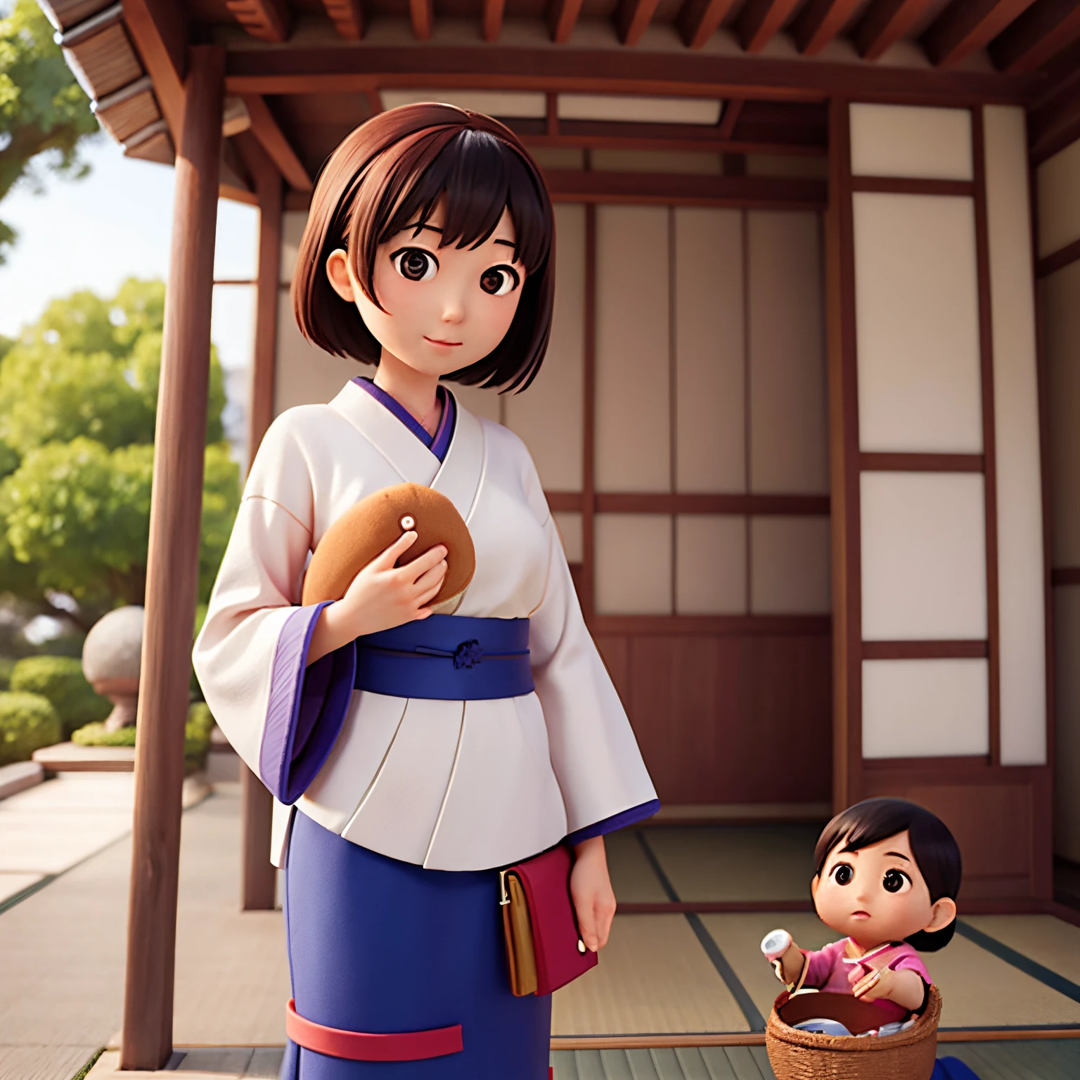 Japanese woman with her baby