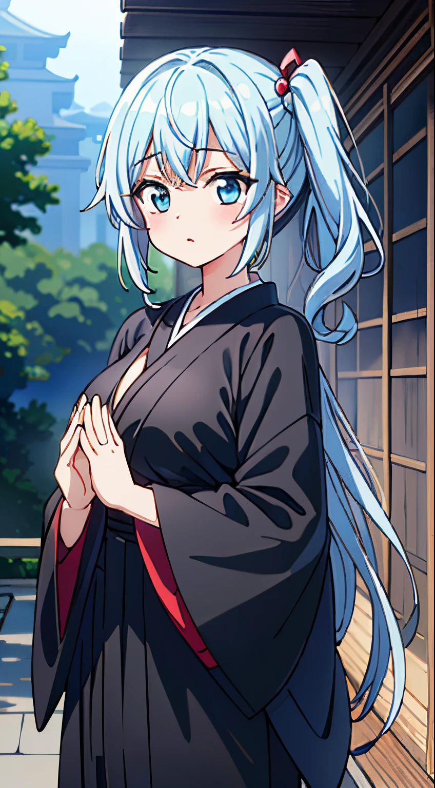 (Cute illustration:1,2),(Absurd realistic structure details),(High resolution complex and detailed text quality),(High-resolution microstructure、High poly 3 boobs D rendering correction),Methods of geometry,Careful explanatory anatomy,
BREAK,



1 beautiful girl, 1 person,Solo,(Cute:1.5),(Chibi:0.6),(kawaii:1.5),(Lori:0.5),( years olirl),Very detailed,colourfull,highest details,Clear skin,Beautiful skin,Shy,Very detailed,colourfull,highest details,Clear skin,Beautiful skin,Shy skin,1 beautiful girl,{Heterochromia,blue eyess,verd s eyes:1.9},star eye silhouette, BREAK,(pale blue hair, Medium length:1.4),(Side Ponytail,A little curly hair,Single-sided twisted blade,Princess Cut:1.3),(cleavage of the breast,Large breasts,Beautiful , gleaming skin,Clear skin, Beautiful skin,(best quality face),(Top quality glowing eyes),(Doya face,brave face:1.45),  BREAK,  (Japanese monk girl theme:1.5), (cassock:1.5) (very long black hakama:1.4), (wears beads on wrist:1.4), (Black robes of a monk with long Japan,Long Buddhist black robe:1.5), (Long sleeves:1.3), 


BREAK,(during daytime), (Meditation Poses, Join palms together,Praying,own hands together:1.35), (Buddhist Prayer,sanskrit text, mandalas,Shining Circle, Team Light, Shining, aureole,  effect, magical effect, Holylite:1.2), (Full body), Waterfall,depth of fields,

 BREAK,wakame,wakame,wakame,(Cowboy Shot:1.4), 

BREAK,(Blurry background:1.3),(absurderes, hight resolution, Super Detail Art),cel shading,Clear Color, Lonely optical effect, Beautiful pictures, Bright glow, mystic atmosphere,(Close-up of girl:1.1), Mystical light particle effect,manga influence, clean line drawings,