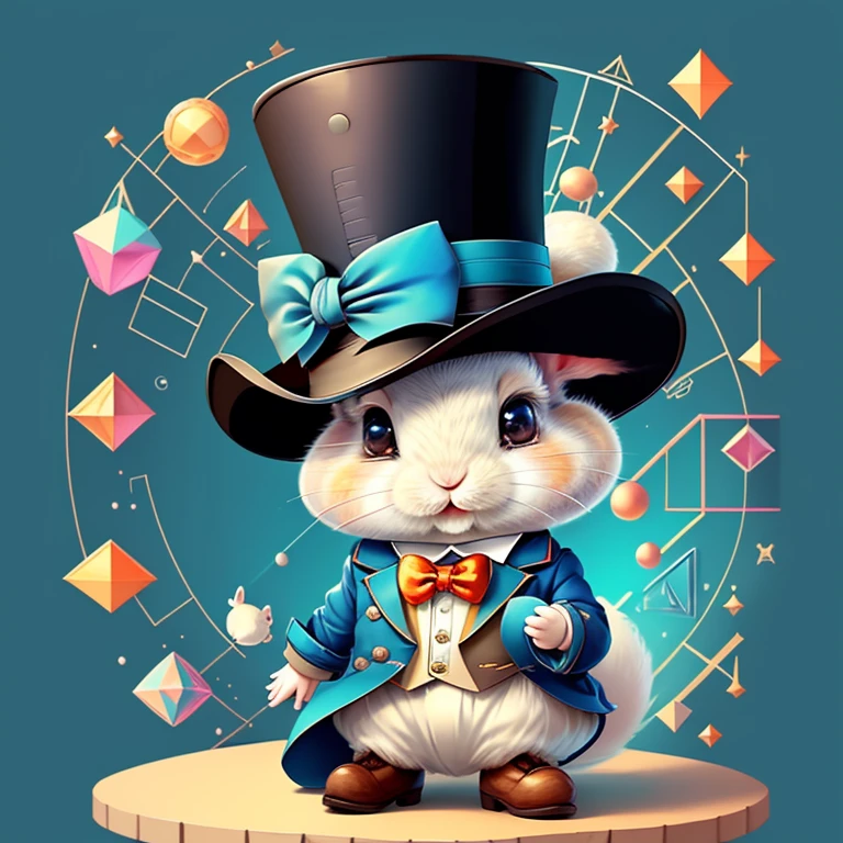 (cute baby rabbit smiling with a jacket, blue top hat and boots), Munchkin ,Geometric multidimensional wall portrait, livro de arte, Tchibi,
Yang08k, Beautiful, Colouring,
Obras, of the highest quality, best quality, Arte Oficial, Beautiful and Aesthetic,