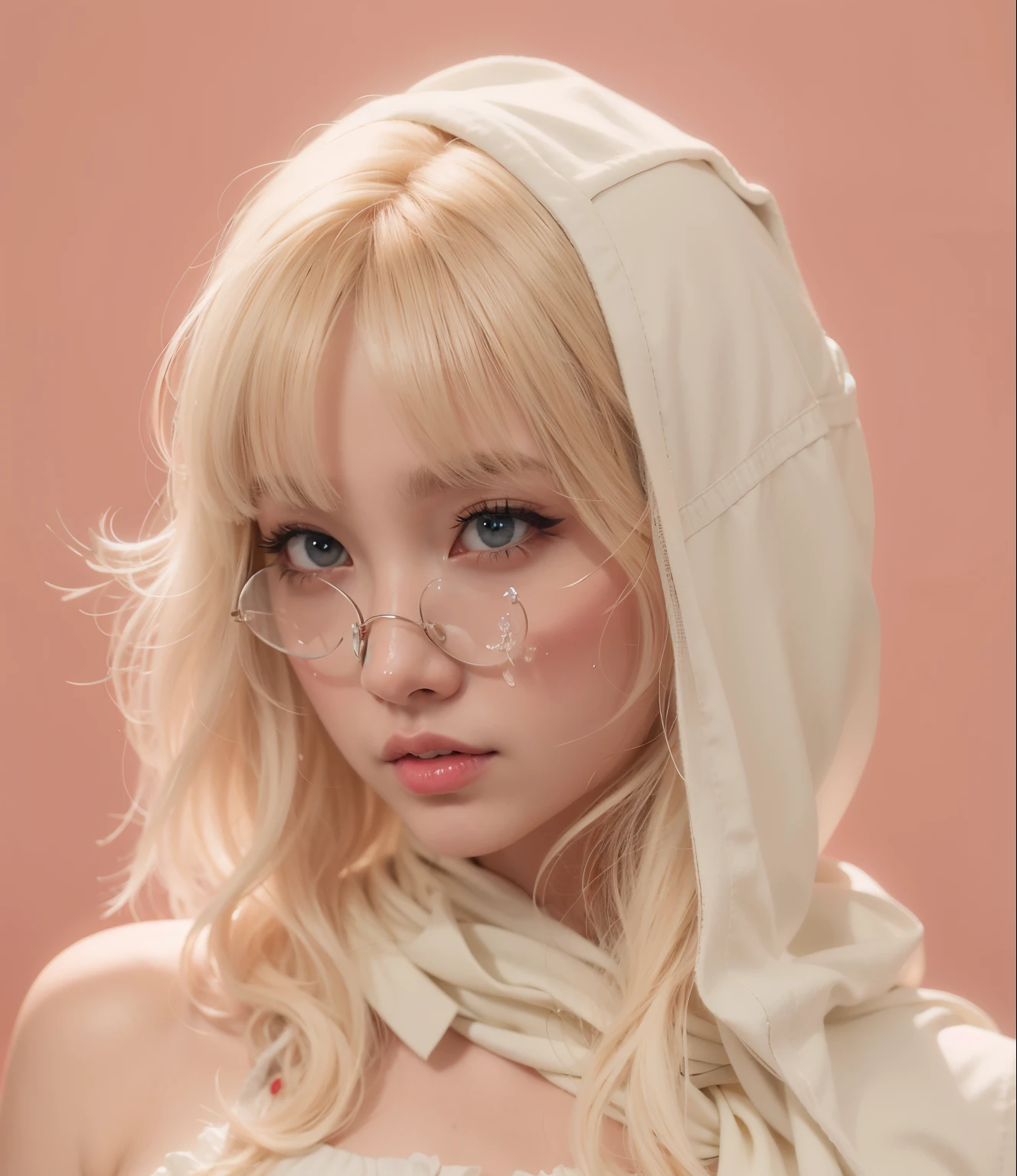 blonde-haired girl with glasses and a white scarf, Lalisa Manobal, flequillo blanco, Hermosa Delphine, Fairycore, Guweiz, Shikamimi, Lalisa Manoban de Blackpink, ulzzang, Obras de arte al estilo de Guweiz, por Ayami Kojima, El Corte Hime, Kerli Koiv como Chica de anime