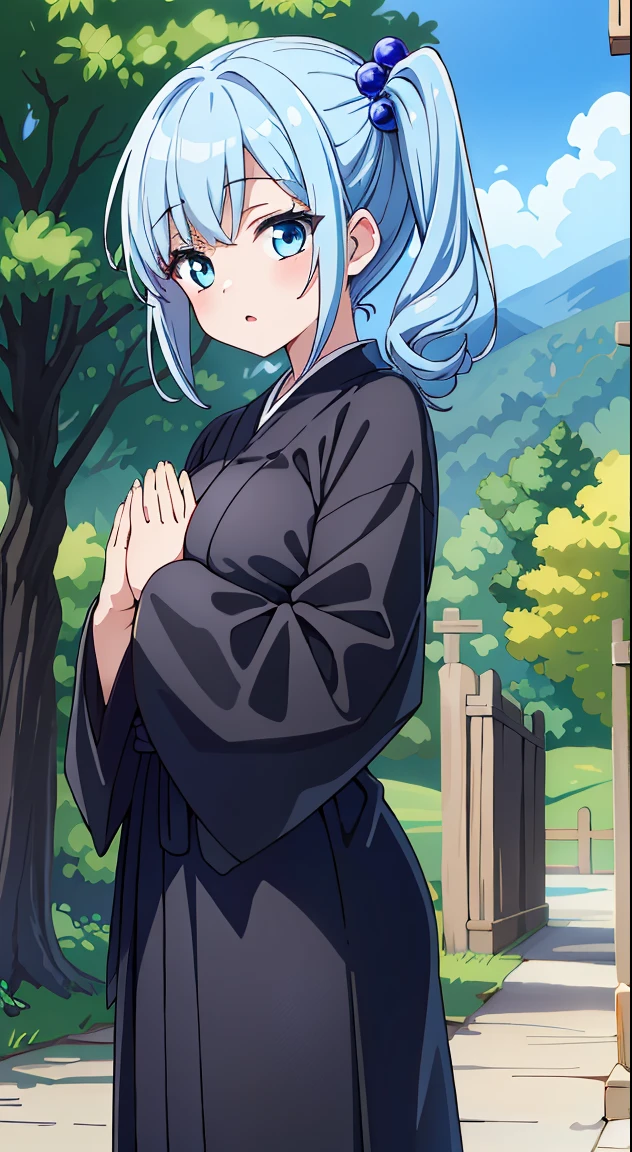 (Cute illustration:1,2),(Absurd realistic structure details),(High resolution complex and detailed text quality),(High-resolution microstructure、High poly 3 boobs D rendering correction),Methods of geometry,Careful explanatory anatomy,
BREAK,



1 beautiful girl, 1 person,Solo,(Cute:1.5),(Chibi:0.6),(kawaii:1.5),(Lori:0.5),(17 years old girl),Very detailed,colourfull,highest details,Clear skin,Beautiful skin,Shy,Very detailed,colourfull,highest details,Clear skin,Beautiful skin,Shy skin,1 beautiful girl,{Heterochromia,blue eyess,verd s eyes:1.9},star eye silhouette, BREAK,(pale blue hair, Medium length:1.4),(Side Ponytail,A little curly hair,Single-sided twisted blade,Princess Cut:1.3),(cleavage of the breast,Large breasts,Beautiful , gleaming skin,Clear skin, Beautiful skin,(best quality face),(Top quality glowing eyes),(Doya face,brave face:1.45),  BREAK,  (Japanese monk girl theme:1.5), (cassock:1.5) (very long black hakama:1.4), (wears beads on wrist:1.4), (Monk black robe with long Japan,Long Buddhist black robe:1.5), (Long sleeves:1.3), 


BREAK,(during daytime), (Meditation Poses, Join palms together,Praying,own hands together:1.35), (Buddhist Prayer,sanskrit text, mandalas,Shining Circle, Team Light, Shining, aureole,  effect, magical effect, Holylite:1.2), (Full body), Waterfall,depth of fields,

 BREAK,wakame,wakame,wakame,(Cowboy Shot:1.4), 

BREAK,(Blurry background:1.3),(absurderes, hight resolution, Super Detail Art),cel shading,Clear Color, Lonely optical effect, Beautiful pictures, Bright glow, mystic atmosphere,(Close-up of girl:1.1), Mystical light particle effect,manga influence, clean line drawings,