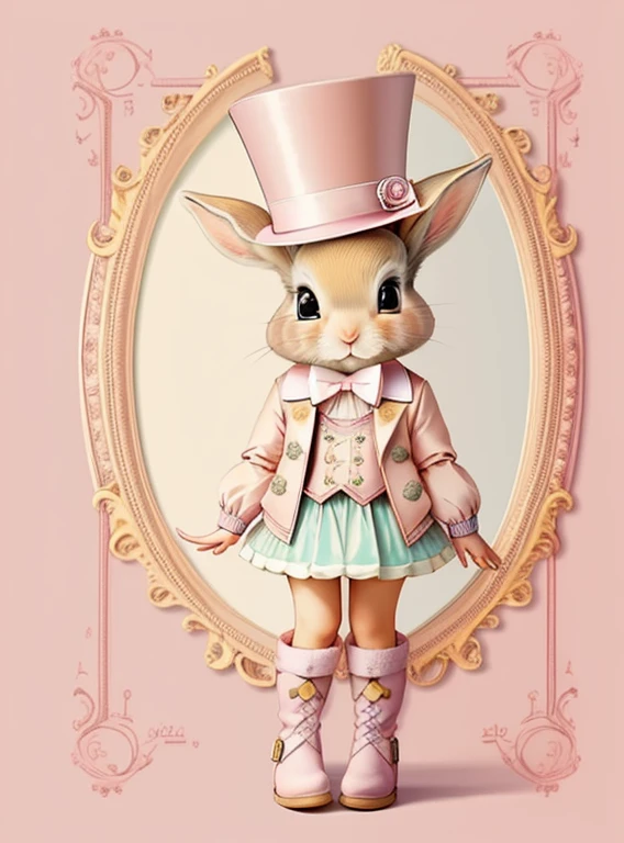 (cute baby rabbit smiling with a jacket, pink top hat and boots), Munchkin ,Geometric multidimensional wall portrait, livro de arte, Tchibi,
Yang08k, Beautiful, Colouring,
Obras, of the highest quality, best quality, Arte Oficial, Beautiful and Aesthetic,
