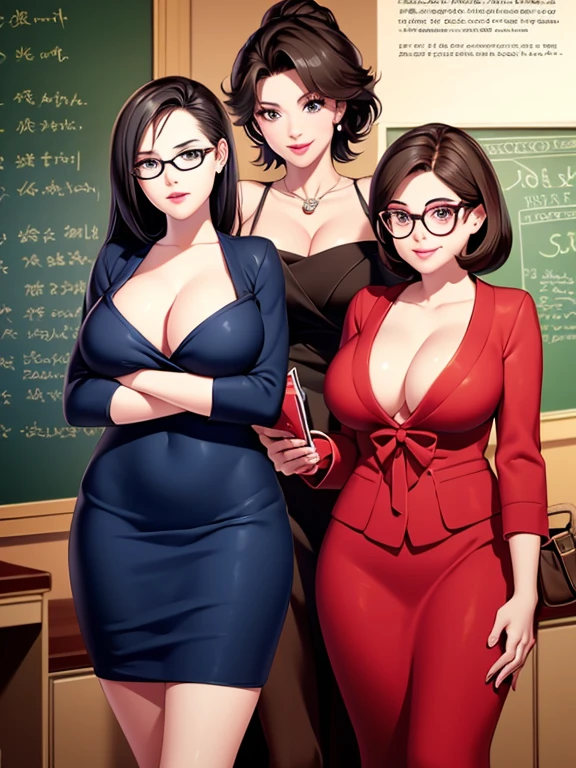 image view: de cima, as 3 juntas na saka de aula.
teacher with medium boobs. Attractive headmistress with medium boobs and slightly chubby bespectacled student with big boobs.