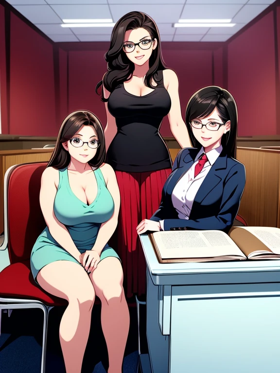 image view: de cima, as 3 juntas na saka de aula.
teacher with medium boobs. Attractive headmistress with medium boobs and slightly chubby bespectacled student with big boobs.