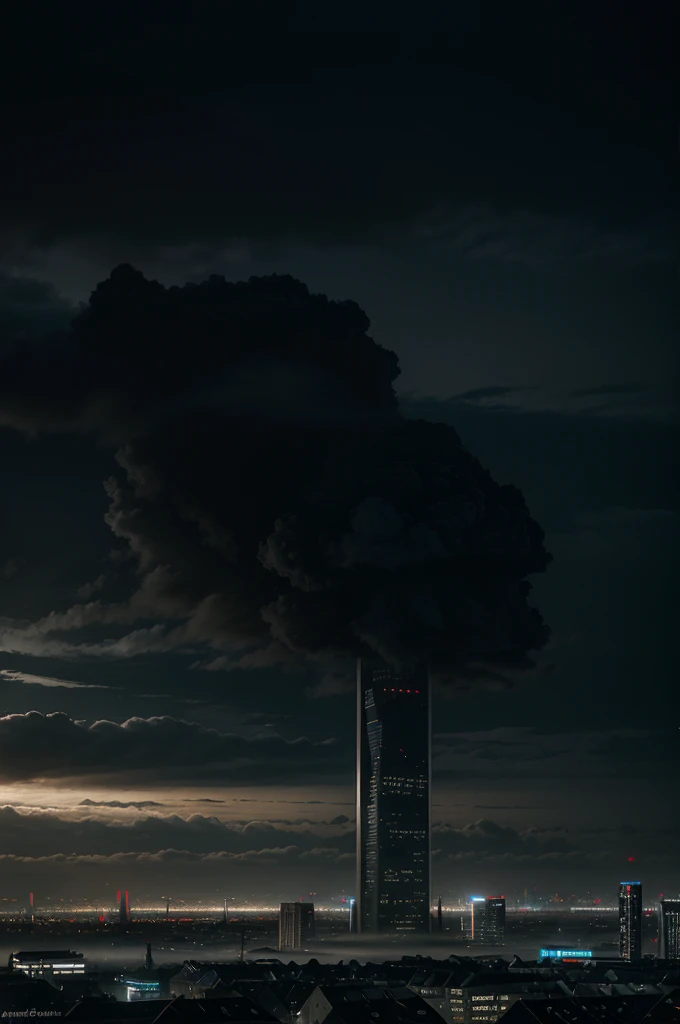 Realistisch, Sci fi, Stadt, atmospheric, Nebel, nightfall, Skyline, Blade runner, blauton