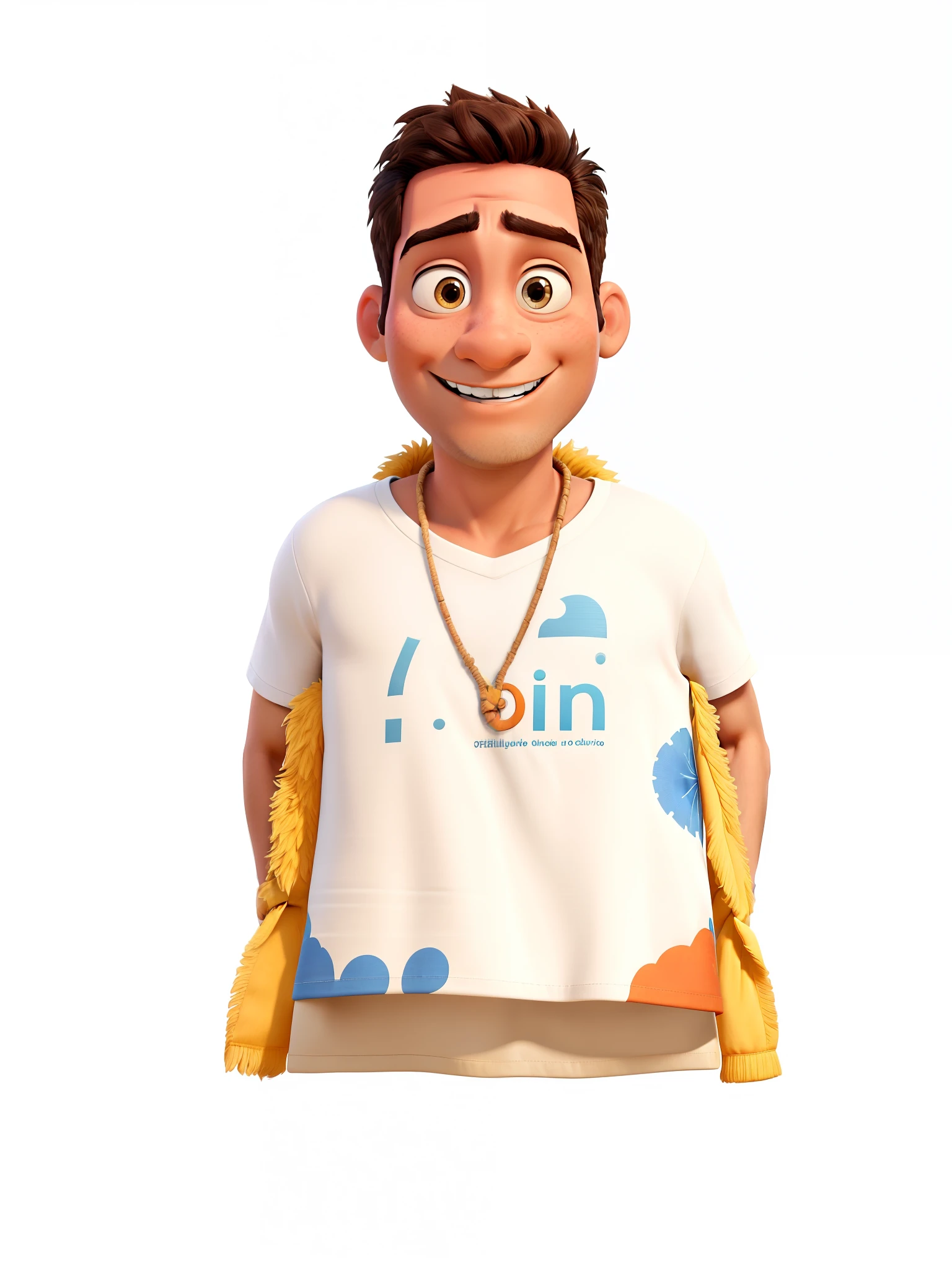 crie um banner no estilo Pixar. A boy with Indian features, moreno pardo com cabelos curtos, Castanhos escuros, lisos , usando uma camiseta, 4k image with sharp details in high resolution